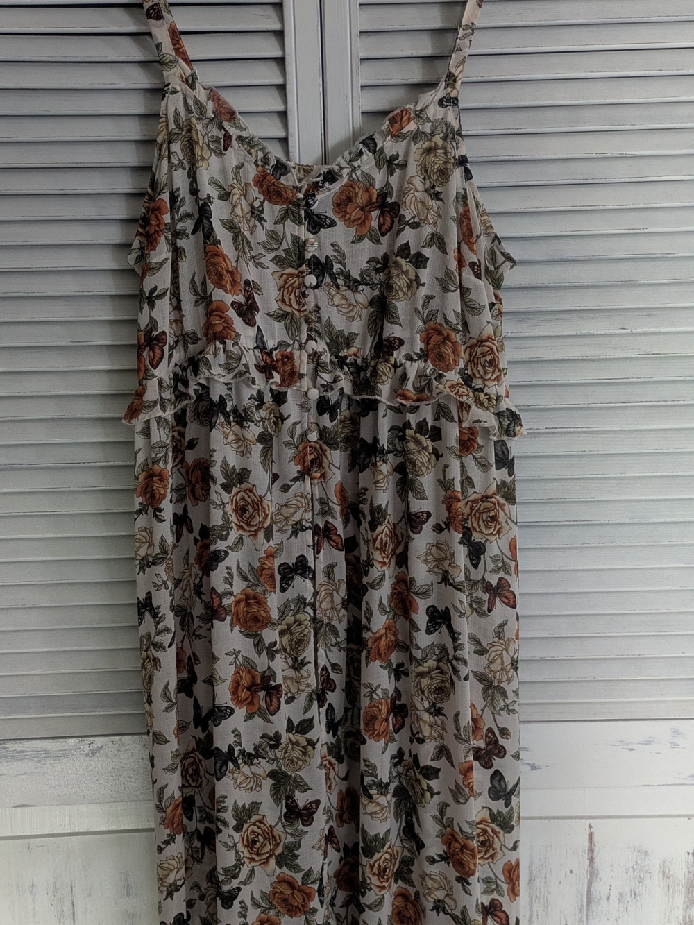 Torrid Size 0 Floral Butterfly Print Cami Midi Dress Split Skirt 47" Long